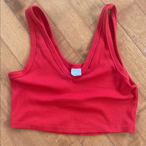 Wild Fable Red Ribbed Crop Top - Picture 1 of 2